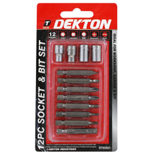 Load image into Gallery viewer, DEKTON 12PC Screwdriver Bits and Sockets Set