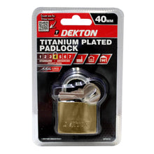 Load image into Gallery viewer, DEKTON 40mm Titanium Plated Iron Padlock

