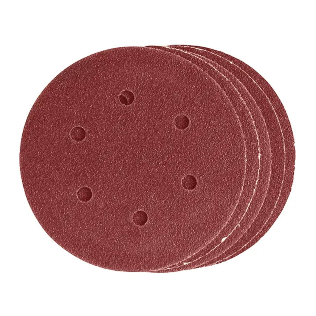 DEKTON 5PC Hook and Loop Orbital Sanding Discs 150mm - Medium 80 Grit