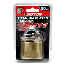 Load image into Gallery viewer, DEKTON 50mm Titanium Plated Iron Padlock
